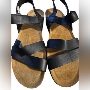 Naot Women’s Leather Black Sandals with adjustable ankle strap- 40 (US 9) $195